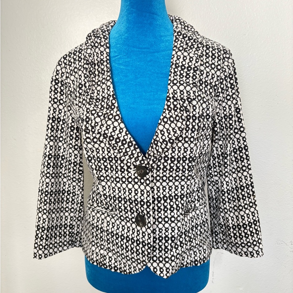 CAbi Black and White Textured Knit Blazer